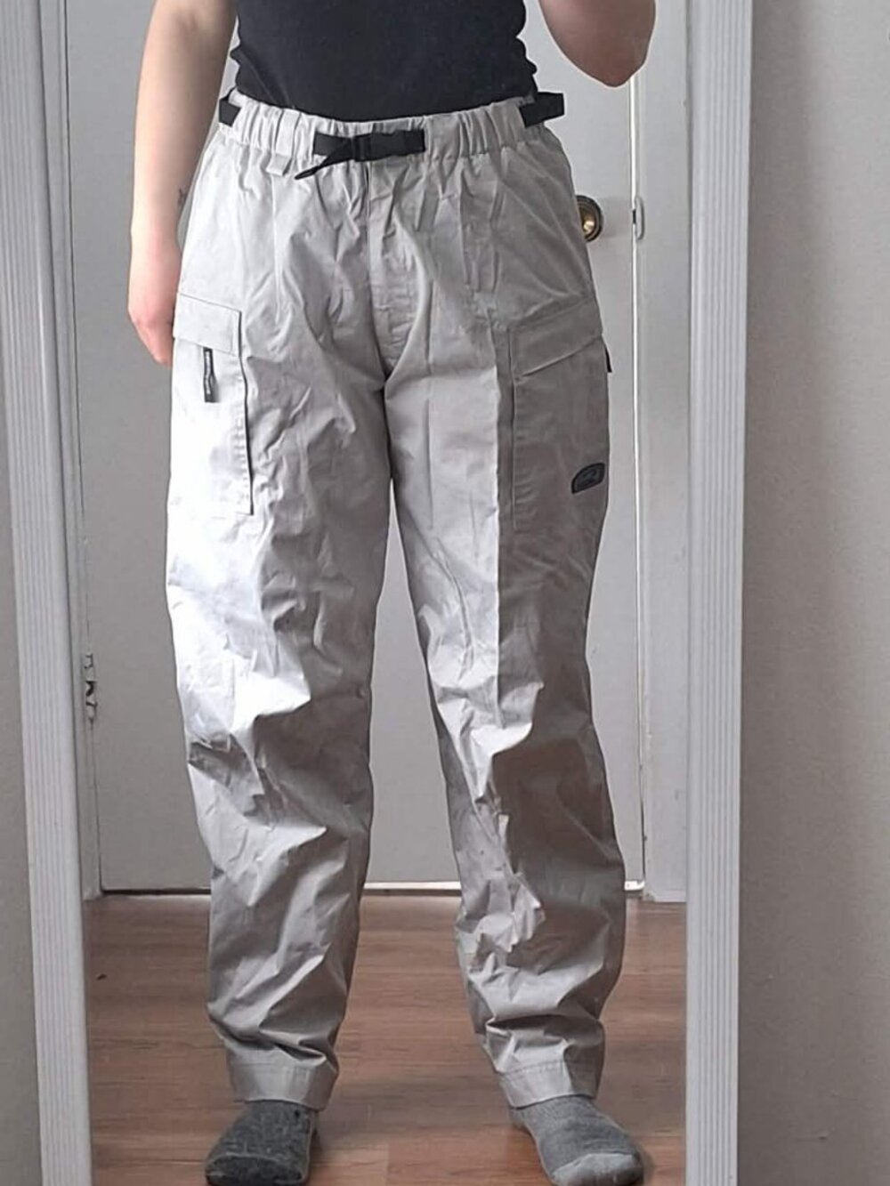 Wetskins cargo-style rain pants, size M